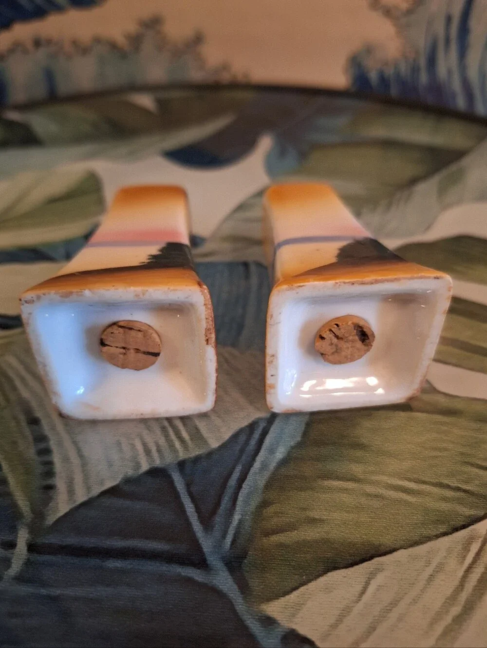 1970s Lusterware Hand-Painted Windmill Salt & Pepper Shakers - Brown & Blue